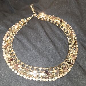 BR Gold Tone and Rhinestone Women's Necklace
